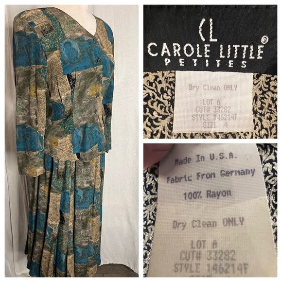 Vintage Carole Little Petites Skirt Blouse size 4 patchwork design Boho - Picture 5 of 16